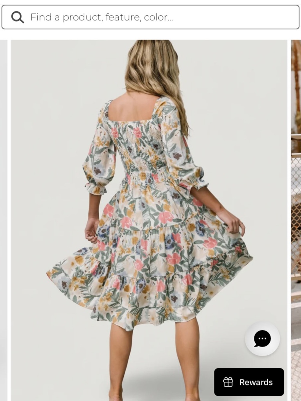 BALTIC BORN Floral Tiered Square-Neck Dress in Cream Pink Boho Small - Picture 2 of 13